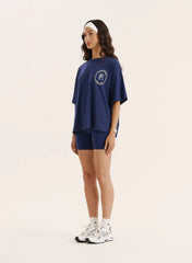 Navy Tennis Club Back Print T Shirt