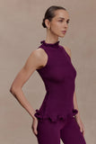 Diya Ribbed Sleeveless Top With Wire Hem Plum