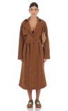 Faux Leather Trench Coat in Camel
