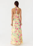 Colada Halter Maxi Dress Lemon Soleil
