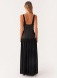 Dafina Satin Maxi Dress Black