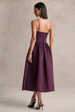 Jamila Plum Scoop Neck Midi Dress