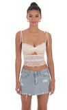 Two Toned Lace Top in White