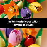 LEGO Botanicals Tulip Bouquet Building Set for Adults Gift for Birthdays Bedroom Book Shelf Office Decor for Women Men Ages 18 Artificial Flowers Crafting Kit 11501