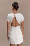 Adeline Short Sleeve Satin Top White