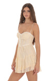 Embroidered Front Ties Dress in Cream
