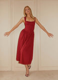 Emmalina Midi Dress Deep Red
