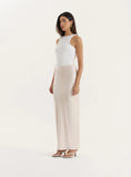 Cream Satin Maxi Skirt