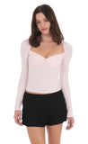 Long Sleeve Twist Top in Pink