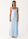 Odette Satin Maxi Dress Blue