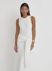 Cream Tie Front Maxi Dress