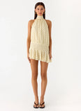 Willow Chiffon Mini Dress Yellow Polkadot