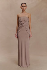 Mirren Strapless Slinky Maxi Dress Bronze