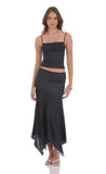 Polka Dot Asymmetrical Maxi Skirt in Black
