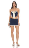 Pointed Bow Two Piece Set in Navy