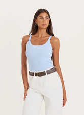 Blue Knitted Vest Top