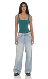 Basic Tank Bodysuit in Teal