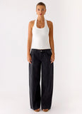 Johnny Low Rise Wide Leg Denim Jeans Grey Charcoal