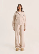 Oatmeal 4th Wide Leg Branded Joggers
