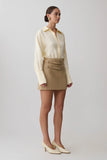 Gia Long Sleeve Satin Shirt Buttermilk