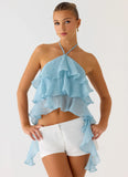 Inna Frill Halter Top Aqua