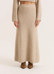 Oatmeal Knitted Maxi Skirt