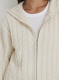 Cream Cable Knit Zip Hoodie