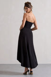 Ariela Black Bandeau High Low Midi Dress