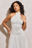 Saint Malo White Halter Neck Midi Dress