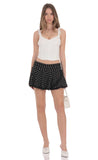 Polka Dot Flare Skort in Black
