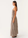 Carmel Maxi Dress Brown Gingham