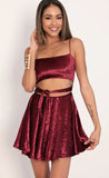 Perrie Velvet A line Dress in Merlot