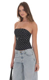 Polka Dot Strapless Buckle Top in Black