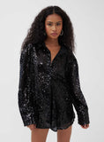 Black Oversized Sequin Shirt