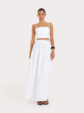 White Cotton Cami Pleated Crop Top
