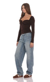 Faded Barrel Jeans in Washed Denim