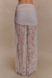 Guinevere Lace And Mesh Maxi Skirt Lilac