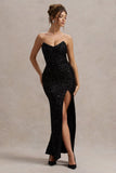 Adalee Black Sequin Strapless Maxi Dress