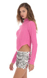 Turtleneck Knit Jumper in Pink
