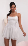 Ruched Waist Chiffon Dress in White