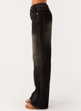 Back Again Straight Leg Denim Jeans Acid Charcoal