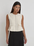 Cream Cotton Drawstring Gilet