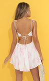 Floral Open Back Dress in White