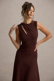 Francesca Brown Knotted Midi Dress With Handkerchief Hem