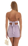 Ruched Strapless Dress in Lilac