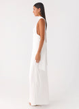 Alicia Satin Halter Maxi Dress White