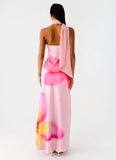 Isa Scarf Satin Maxi Dress Frangipani Pink