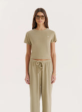 Green Towelling Short Sleeve Top