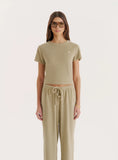 Green Towelling Short Sleeve Top