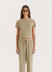 Green Towelling Short Sleeve Top